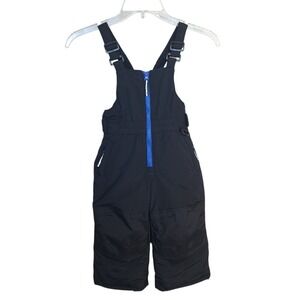 Kids Snow Bib Overalls Insulated Winter Pants Black & Blue‎ 2T